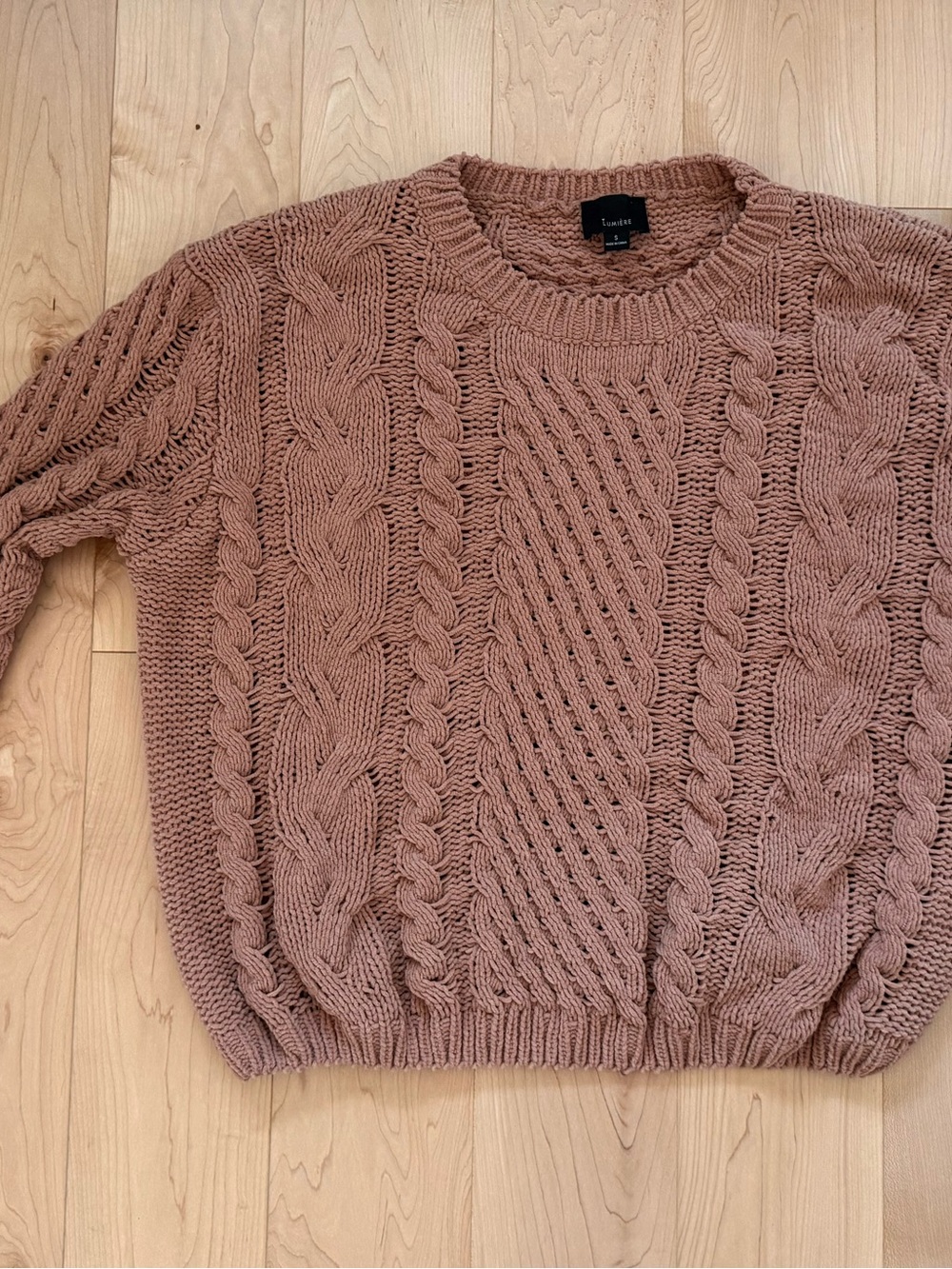 Lumiere Rose Cable Knit Crewneck Sweater - Picture 5 of 9